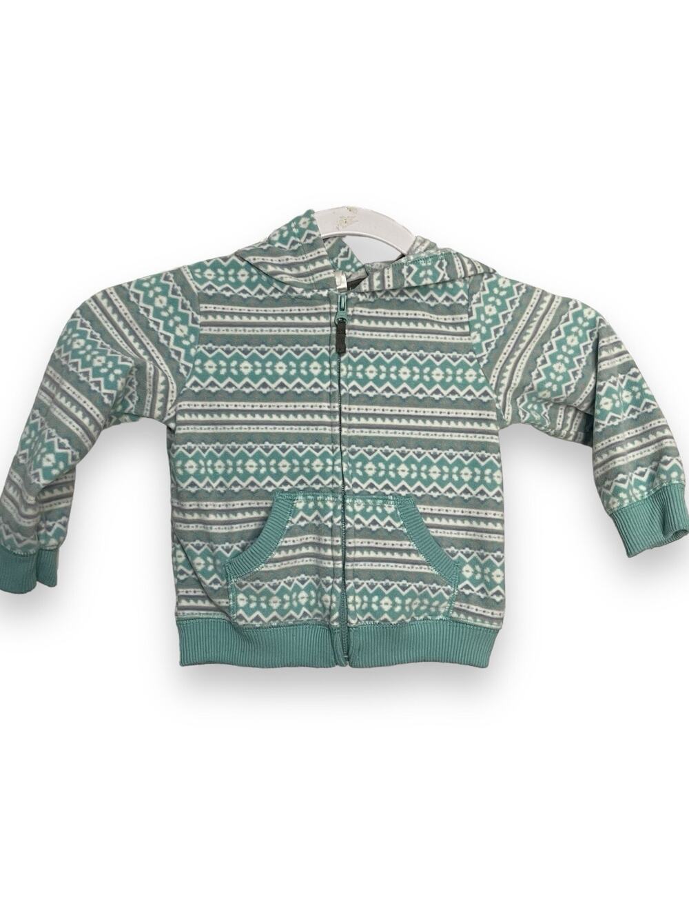 Carter's Fleece Hooded Jacket Baby Girls 18 Months Multicolored Geometric Print